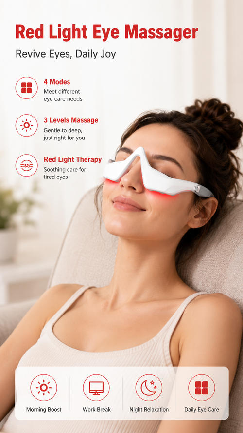 3D EMS Eye Massager with Red Light Therapy
