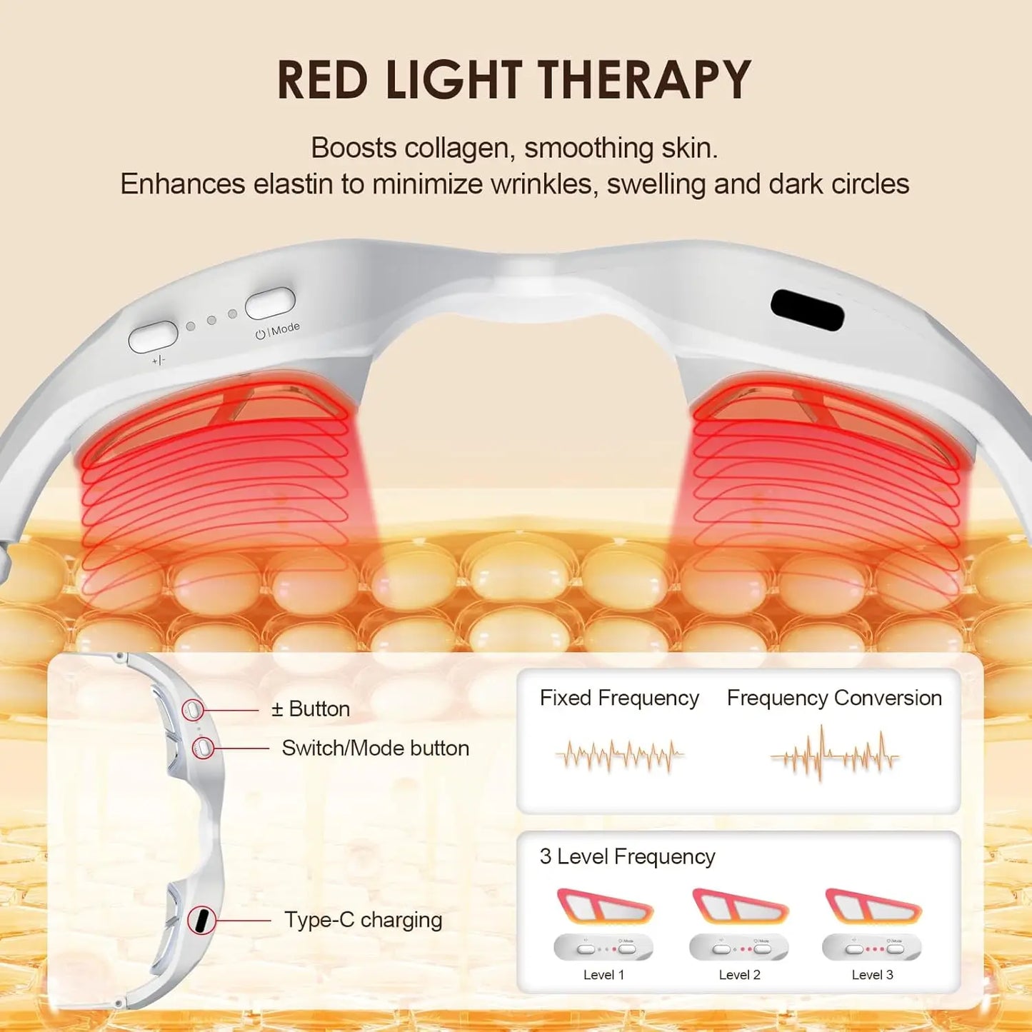 3D EMS Eye Massager with Red Light Therapy
